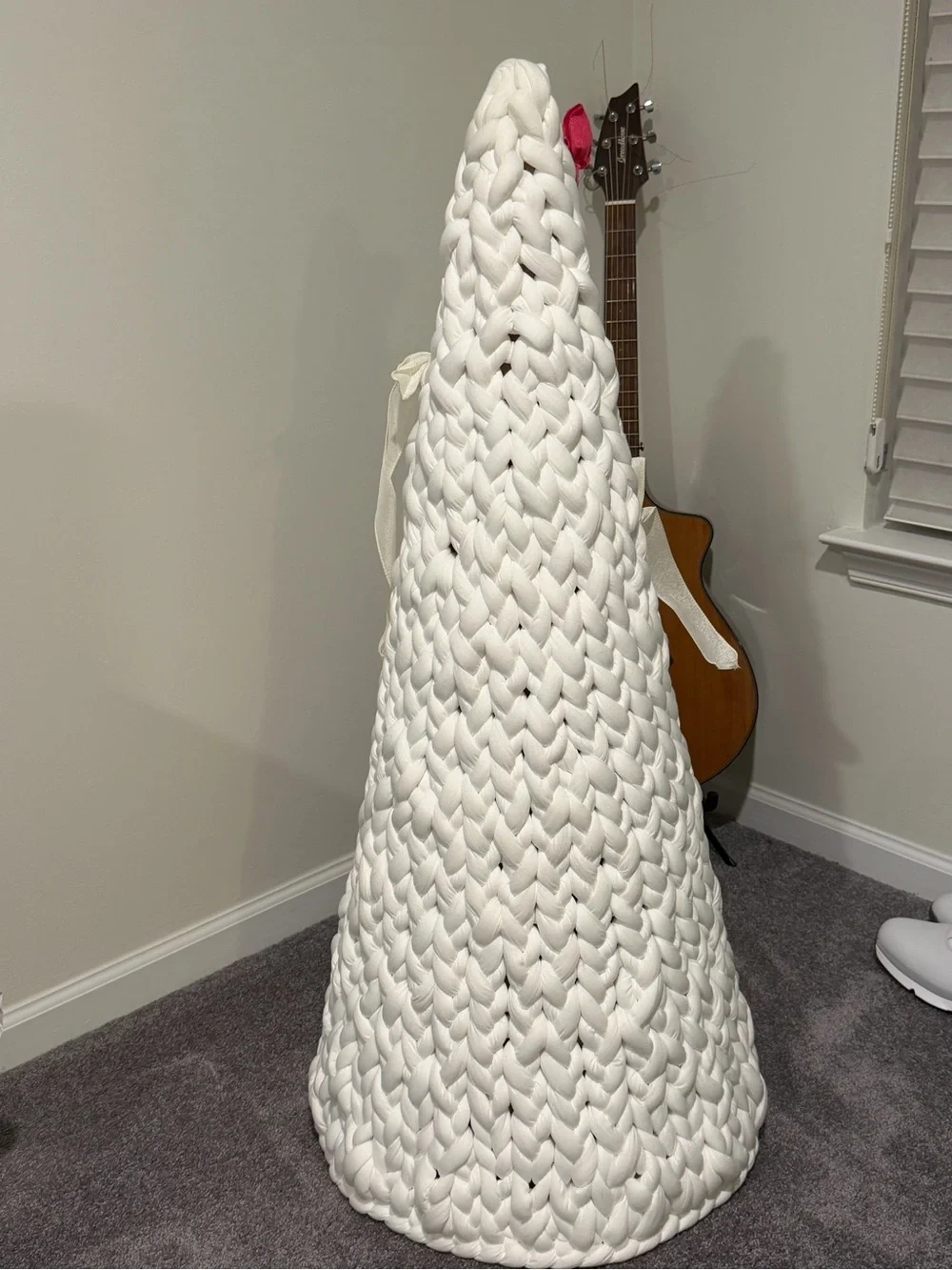Anthropologie White Chunky Knit Holiday Cone